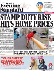 London Evening Standard () Newspaper Front Page for 25 July 2015