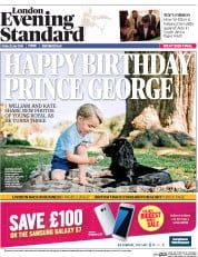 London Evening Standard () Newspaper Front Page for 25 July 2016