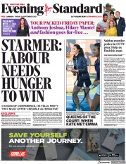 London Evening Standard () Newspaper Front Page for 25 September 2021