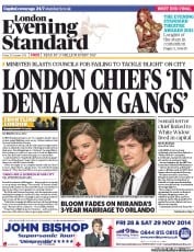 London Evening Standard () Newspaper Front Page for 26 October 2013
