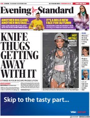 London Evening Standard () Newspaper Front Page for 26 October 2018