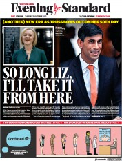 London Evening Standard () Newspaper Front Page for 26 October 2022