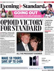 London Evening Standard () Newspaper Front Page for 26 March 2018
