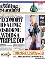 London Evening Standard () Newspaper Front Page for 26 April 2013