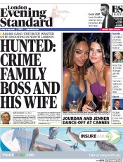 London Evening Standard () Newspaper Front Page for 26 May 2015