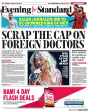 London Evening Standard () Newspaper Front Page for 26 May 2018