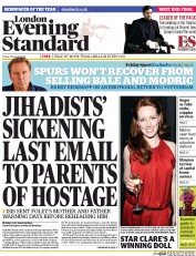 London Evening Standard () Newspaper Front Page for 26 August 2014