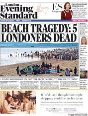 London Evening Standard () Newspaper Front Page for 26 August 2016