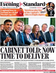London Evening Standard () Newspaper Front Page for 27 October 2022
