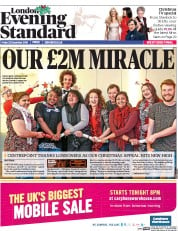 London Evening Standard () Newspaper Front Page for 27 December 2016