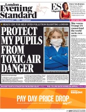 London Evening Standard () Newspaper Front Page for 27 January 2017