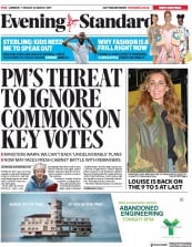 London Evening Standard () Newspaper Front Page for 27 March 2019