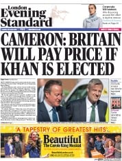 London Evening Standard () Newspaper Front Page for 27 April 2016