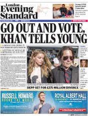 London Evening Standard () Newspaper Front Page for 27 May 2016