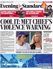 London Evening Standard () Newspaper Front Page for 27 June 2020