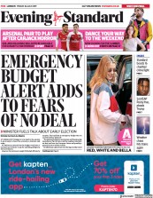 London Evening Standard () Newspaper Front Page for 27 July 2019