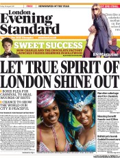 London Evening Standard () Newspaper Front Page for 27 August 2011