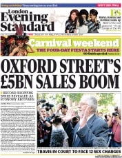 London Evening Standard () Newspaper Front Page for 27 August 2013
