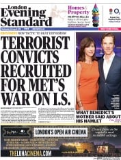 London Evening Standard () Newspaper Front Page for 27 August 2015