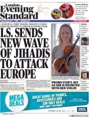 London Evening Standard () Newspaper Front Page for 27 August 2016