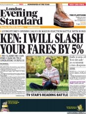 London Evening Standard () Newspaper Front Page for 27 September 2011