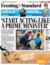 London Evening Standard () Newspaper Front Page for 27 September 2019