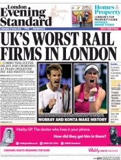 London Evening Standard () Newspaper Front Page for 28 January 2016