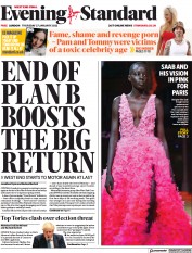 London Evening Standard () Newspaper Front Page for 28 January 2022
