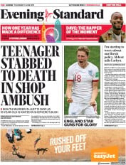 London Evening Standard () Newspaper Front Page for 28 June 2019