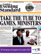 London Evening Standard () Newspaper Front Page for 28 July 2011