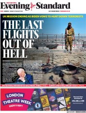 London Evening Standard () Newspaper Front Page for 28 August 2021