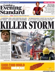 London Evening Standard () Newspaper Front Page for 29 October 2013