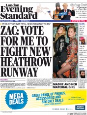 London Evening Standard () Newspaper Front Page for 29 October 2016