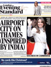 London Evening Standard () Newspaper Front Page for 29 November 2012