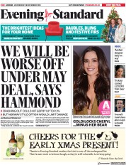 London Evening Standard () Newspaper Front Page for 29 November 2018