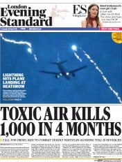 London Evening Standard () Newspaper Front Page for 29 April 2016