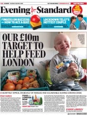 London Evening Standard () Newspaper Front Page for 29 April 2020