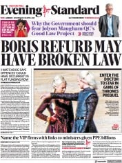 London Evening Standard () Newspaper Front Page for 29 April 2021
