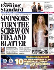 London Evening Standard () Newspaper Front Page for 29 May 2015