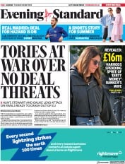 London Evening Standard () Newspaper Front Page for 29 May 2019