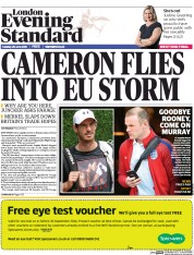 London Evening Standard () Newspaper Front Page for 29 June 2016