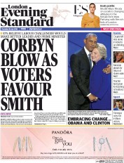 London Evening Standard () Newspaper Front Page for 29 July 2016