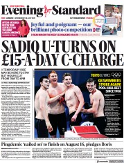 London Evening Standard () Newspaper Front Page for 29 July 2021