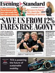 London Evening Standard () Newspaper Front Page for 29 July 2022