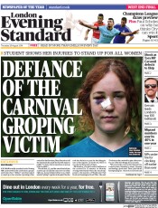 London Evening Standard () Newspaper Front Page for 29 August 2014
