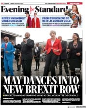 London Evening Standard () Newspaper Front Page for 29 August 2018