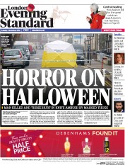 London Evening Standard () Newspaper Front Page for 2 November 2016