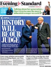 London Evening Standard () Newspaper Front Page for 2 November 2021