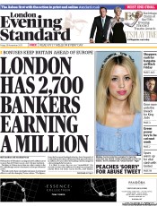 London Evening Standard () Newspaper Front Page for 2 December 2013