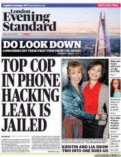 London Evening Standard () Newspaper Front Page for 2 February 2013